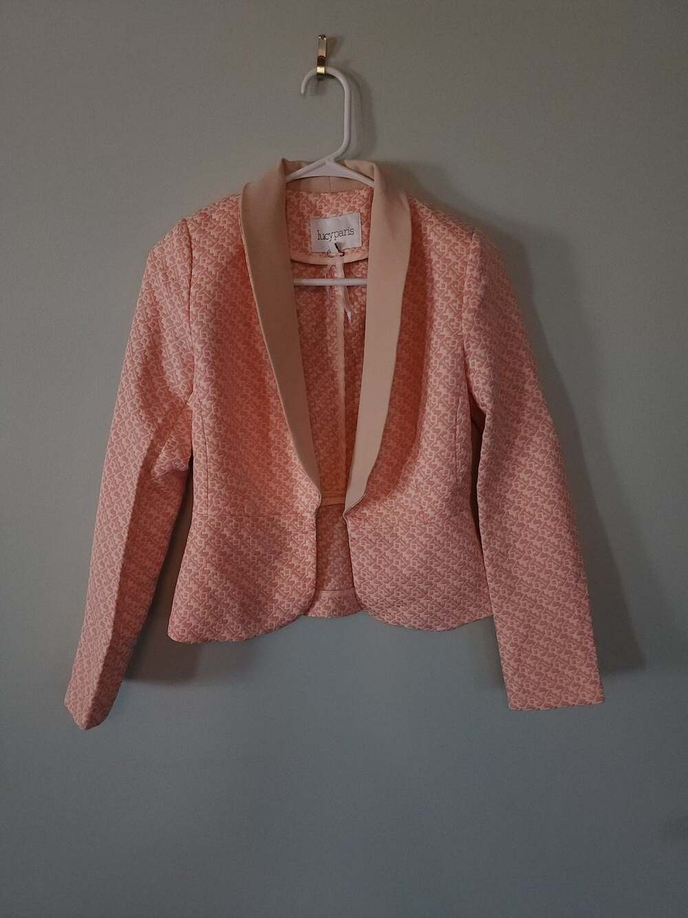 Oldmoneystyle Preppystyle Lucy Paris Pink Textured Shawl Collar Blazer